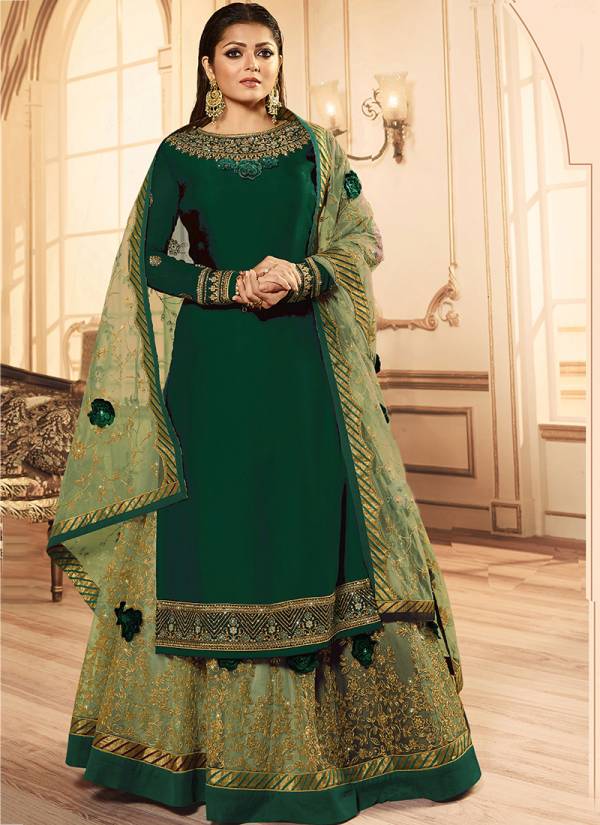 New Party Wear Anarkali Collection With Ghagra Having Wonderful Embroidery Work and Net Dupatta With Beautiful Border    